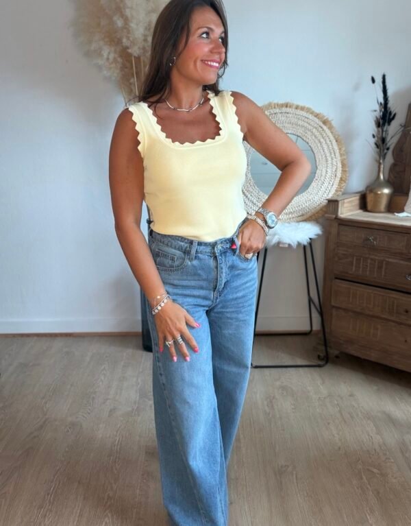 Top en maille jaune pastel - Modèle Charlotte