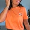 T shirt orange avec broderie arc en ciel - Modèle Rainbow