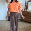 T shirt orange avec broderie arc en ciel - Modèle Rainbow