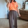 T shirt orange avec broderie arc en ciel - Modèle Rainbow