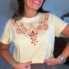T shirt jaune avec broderie - Modèle Ziggi