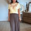 T shirt jaune avec broderie - Modèle Ziggi