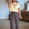 T shirt jaune avec broderie - Modèle Ziggi