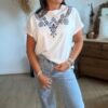T shirt blanc avec broderie - Modèle Ziggi