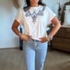 T shirt blanc avec broderie - Modèle Ziggi
