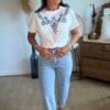 T shirt blanc avec broderie - Modèle Ziggi