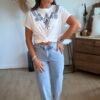 T shirt blanc avec broderie - Modèle Ziggi