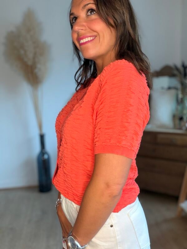 Gilet manches courtes orange - Modèle Nelly
