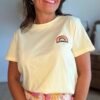 T shirt jaune avec broderie arc en ciel - Modèle Rainbow