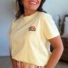 T shirt jaune avec broderie arc en ciel - Modèle Rainbow
