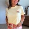T shirt jaune avec broderie arc en ciel - Modèle Rainbow