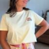 T shirt jaune avec broderie arc en ciel - Modèle Rainbow