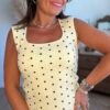 Top en maille jaune à pois  - Modèle Gwen