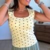 Top en maille jaune à pois  - Modèle Gwen