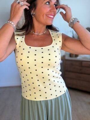Top en maille jaune à pois  - Modèle Gwen