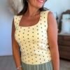 Top en maille jaune à pois  - Modèle Gwen
