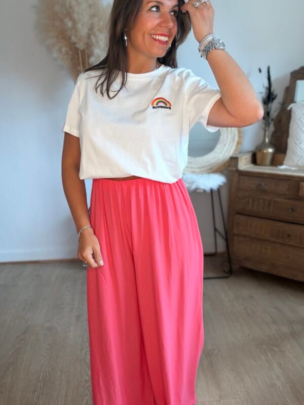 T shirt blanc avec broderie arc en ciel - Modèle Rainbow