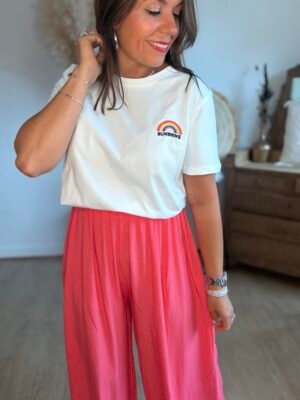 T shirt blanc avec broderie arc en ciel - Modèle Rainbow