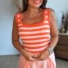 Top à rayures rose orange - Modèle Raphaelle