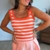 Top à rayures rose orange - Modèle Raphaelle