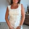 Top en maille blanc  à pois  - Modèle Gwen