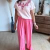T shirt rose avec broderie - Modèle Ziggi