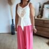 Top à noeud beige - Modèle Carla