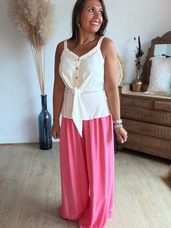 Top à noeud beige - Modèle Carla