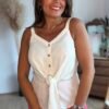 Top à noeud beige - Modèle Carla