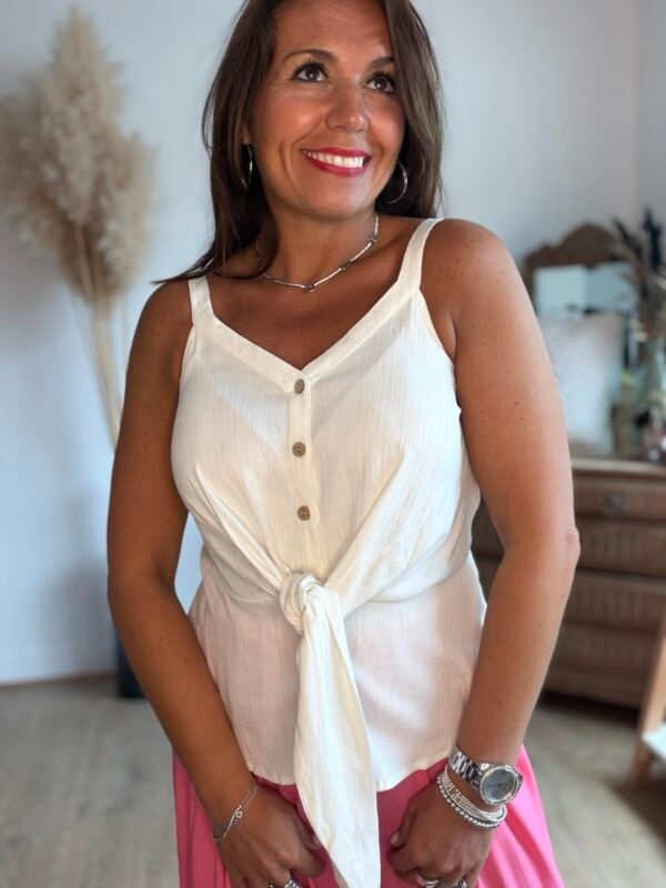 Top à noeud beige - Modèle Carla