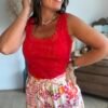 Top en maille rouge - Modèle Charlotte