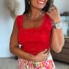 Top en maille rouge - Modèle Charlotte