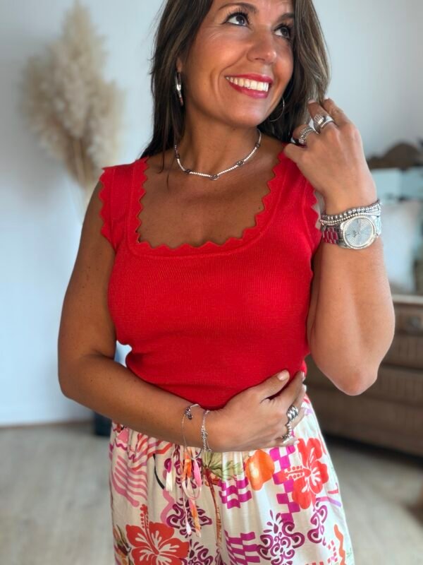 Top en maille rouge - Modèle Charlotte