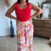 Top en maille rouge - Modèle Charlotte