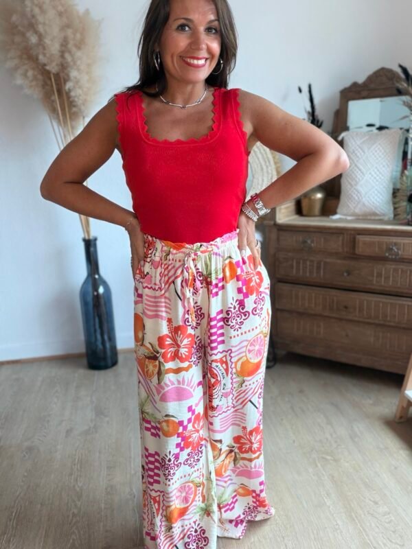 Top en maille rouge - Modèle Charlotte