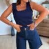 Top en maille bleu - Modèle Charlotte