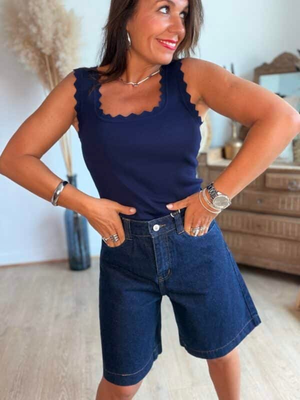 Top en maille bleu - Modèle Charlotte