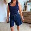 Top en maille bleu - Modèle Charlotte
