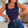 Top en maille bleu - Modèle Charlotte