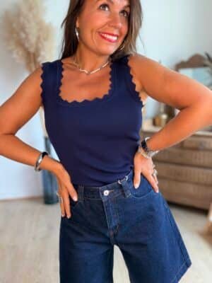 Top en maille bleu - Modèle Charlotte