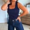 Top en maille bleu - Modèle Charlotte