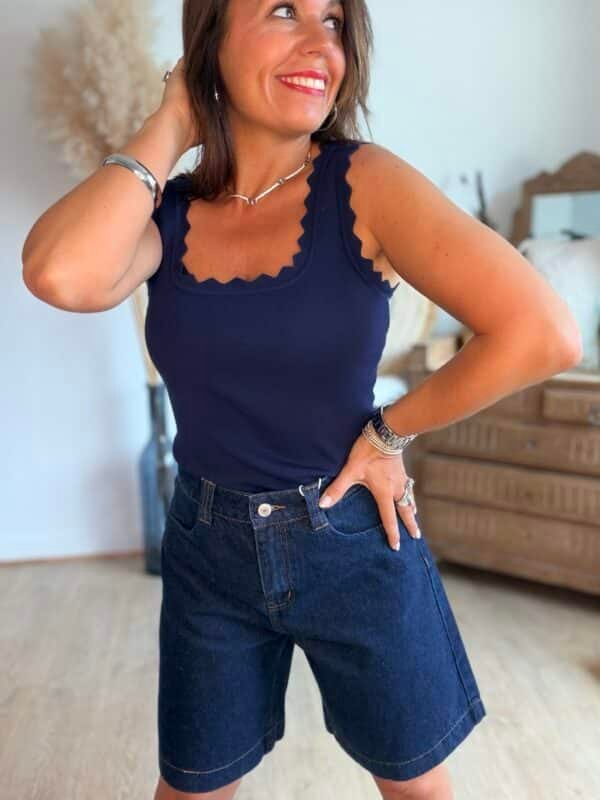 Top en maille bleu - Modèle Charlotte