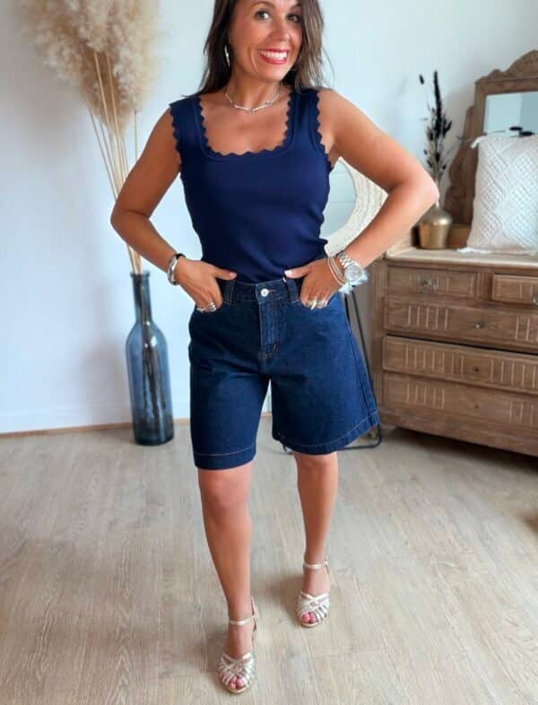 Top en maille bleu - Modèle Charlotte