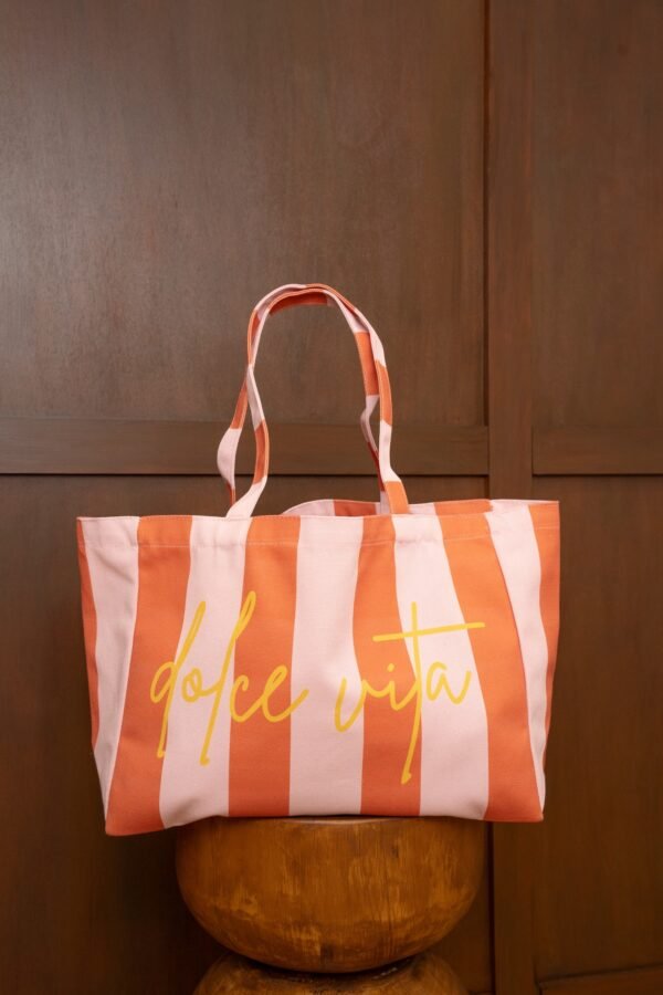 Sac cabas rayé orange  - Modèle Dolce vita