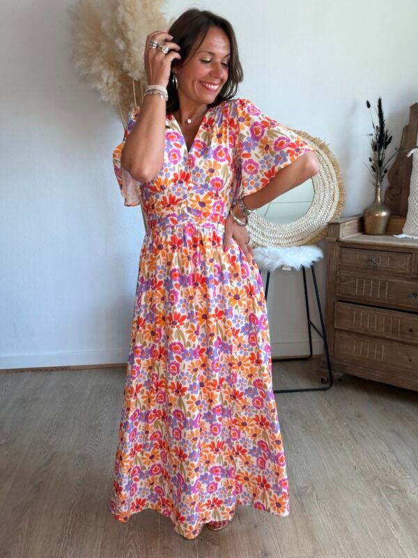 Robe longue imprimé coloré - Modèle Seventies