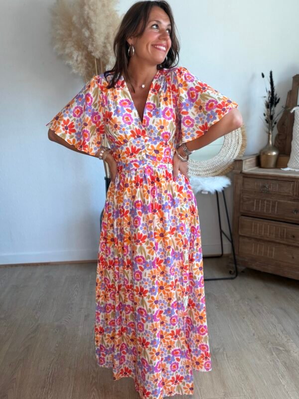 Robe longue imprimé coloré - Modèle Seventies