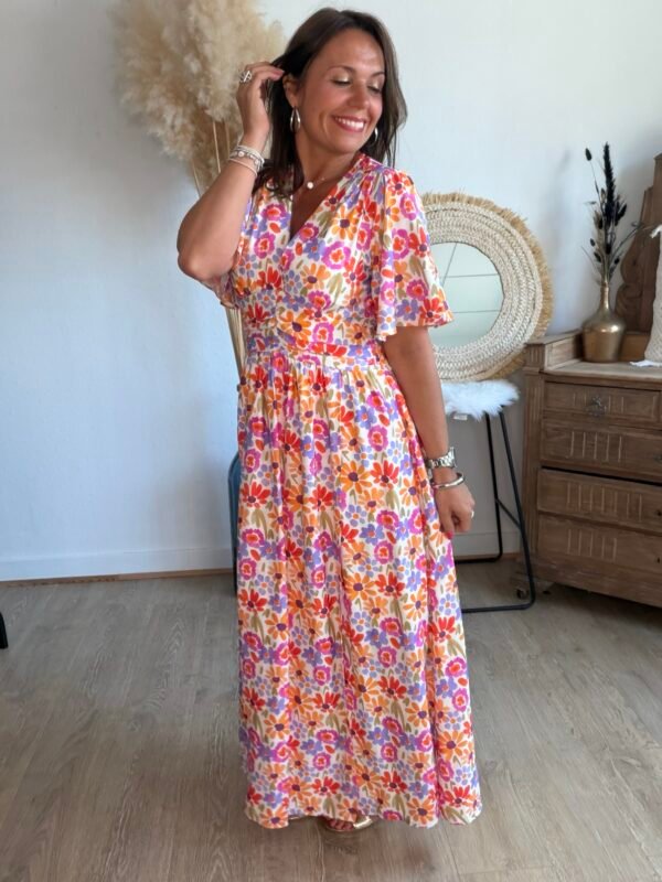 Robe longue imprimé coloré - Modèle Seventies