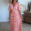 Robe longue imprimé coloré - Modèle Seventies