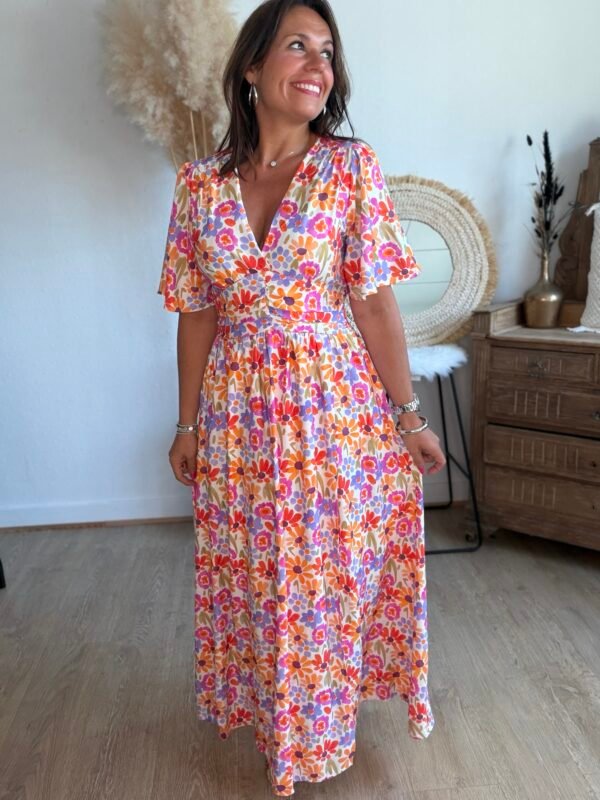 Robe longue imprimé coloré - Modèle Seventies