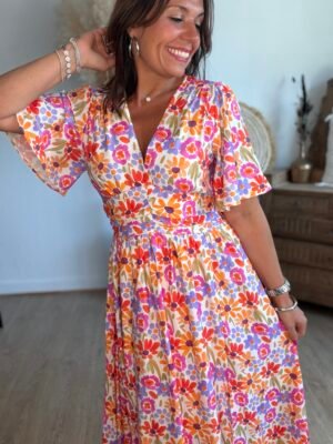 Robe longue imprimé coloré - Modèle Seventies